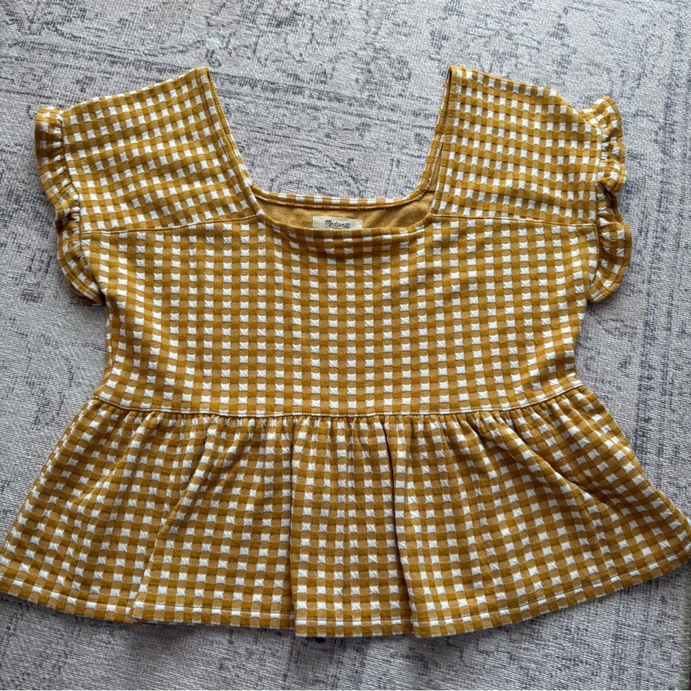 Madewell Mustard Gingham Blouse